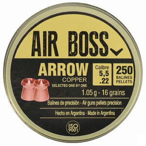 Balines Apolo Air Boss Arrow cobreados Lata C.5.5 x 250 unidades  16 grains / 1.05 gramos 30100