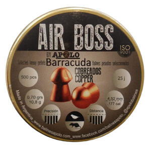 Balines Apolo Air Boss Barracuda cobreados Lata  C.4.5 x 500 unidades  11 grains / 0.7 gramos 30002
