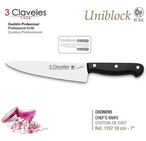 Cuchillo 3 Claveles acero inoxidable 18 Cm Uniblock cocinero